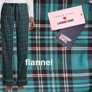 🔥🎄🎅LANDSEND X DRAPER JAMES Wms COTTON Flannel PJ Pants Elastic Waist w/Drawcord